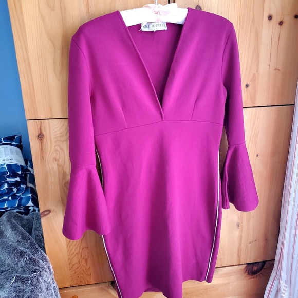 Emilio Pucci Magenta Wool Bodycon Dress Size Medium - Picture 1 of 9